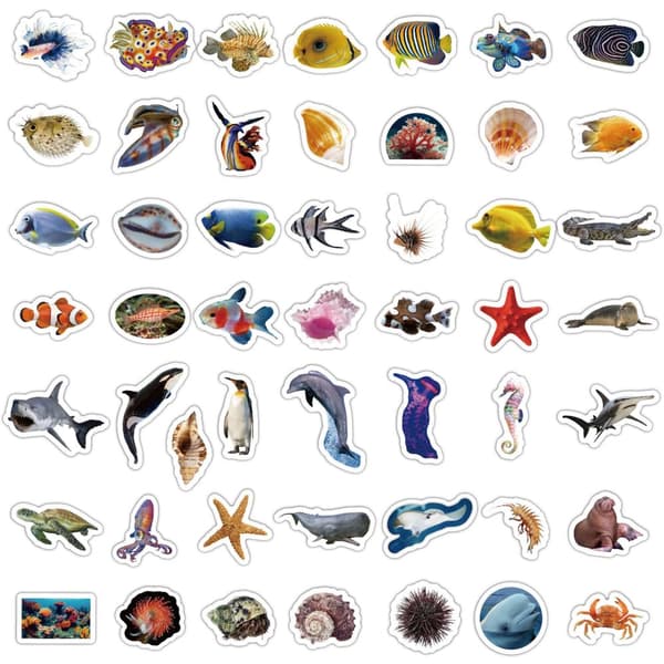 INF Animal Sticker Pack Søte og vanntette klistremerker for barn og voksne ocean life