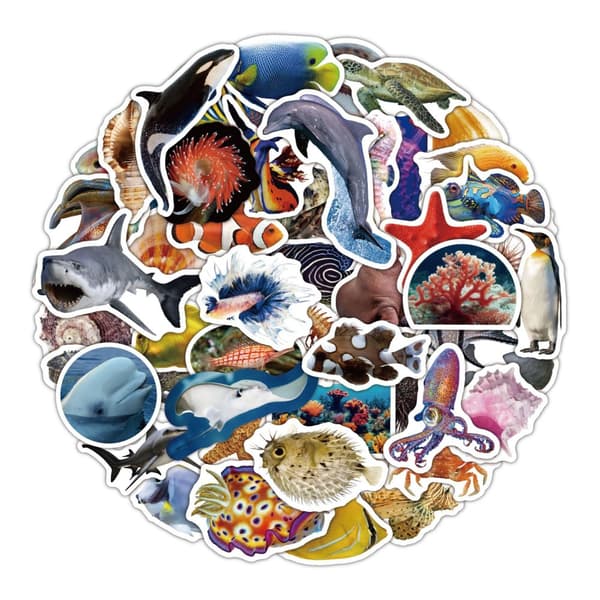 INF Animal Sticker Pack Søte og vanntette klistremerker for barn og voksne ocean life