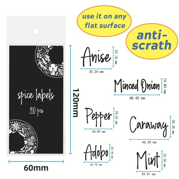 INF Krydderkrukkeetiketter, vanntette krydderetiketter for krukker, Pantry Organization Labels 0