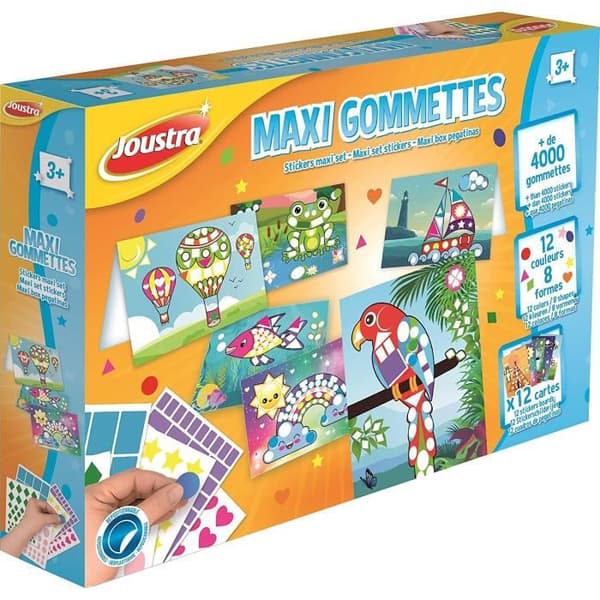 Stickers Box - Joustra - 4000 Stickers - 12 A5-kort - Kreativa aktiviteter - Barn 3 år+