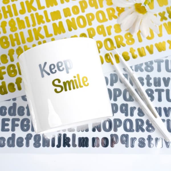 INF 5 ark 0,5 tommer sølv Script Alphabet Stickers Bold
