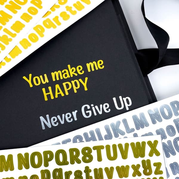 INF 5 ark 0,5 tommer sølv Script Alphabet Stickers Bold