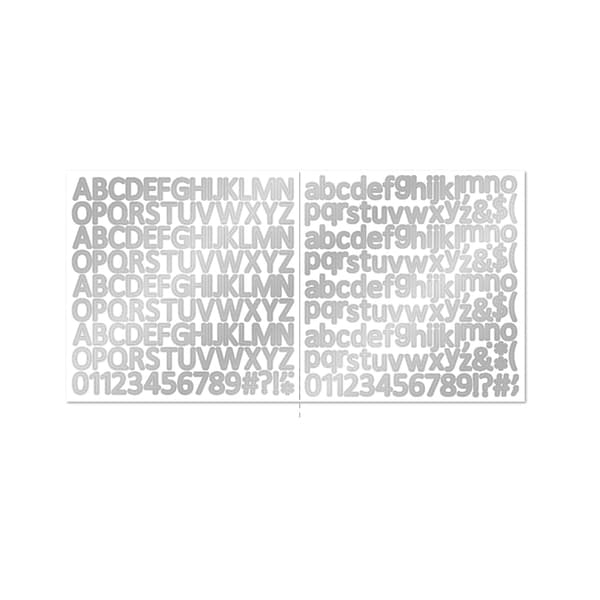 INF 5 ark 0,5 tommer sølv Script Alphabet Stickers Bold