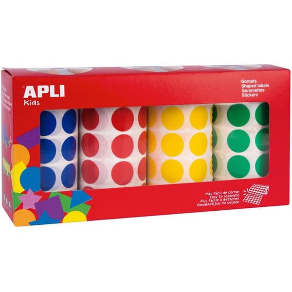 Runda Klistermärken - APLI - 1770 - 20 mm - Assorterade - 4 rullar