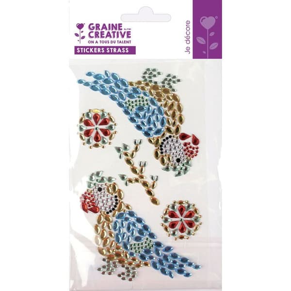 Stickers Strass Papegoja 5 bitar