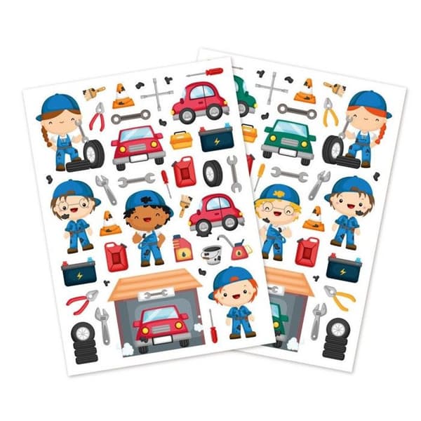 Gommetter - Ej specificerat - Garage - 78 delar - Färgglada klistermärken - 0,7 till 6,2 cm
