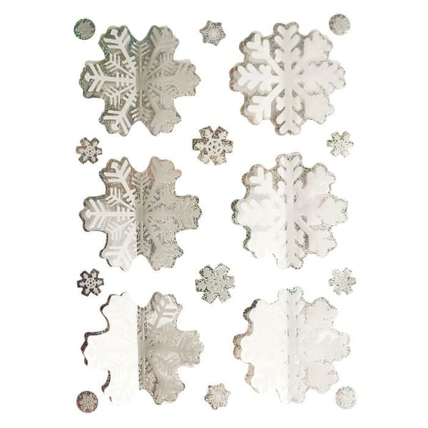 Klistermärken 3D - MegaCrea - Snöflinga - 4cm - 6 st - Holografisk