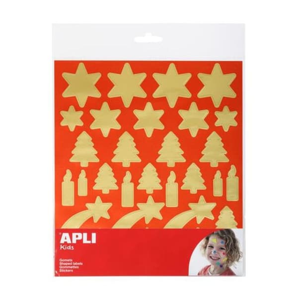 Permanenta klistermärken - APLI-AGIPA - Jul - Metalliserade - Guld - 88 stycken