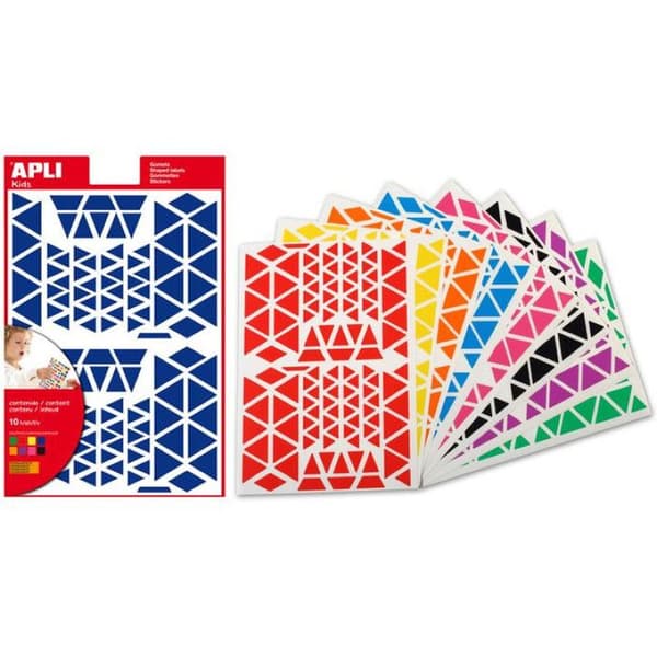 Alternativa med permanent klistermärken - APLI-AGIPA - Triangel - 1200 pastiller - Blandade färger - Både för pojkar och flickor