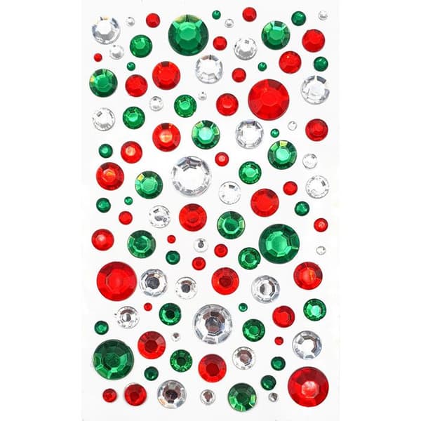 Julkristall strass Röd, grön och vit från 0,4 till 1,8 cm 109 stycken
