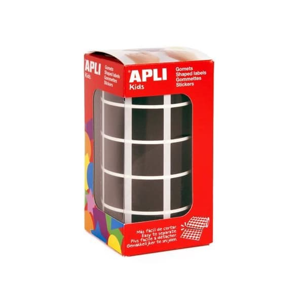 Klistermärken på rulle - APLI AGIPA - Fyrkantig 15 x 15 mm - Svart - 2832 bitar - Blandat