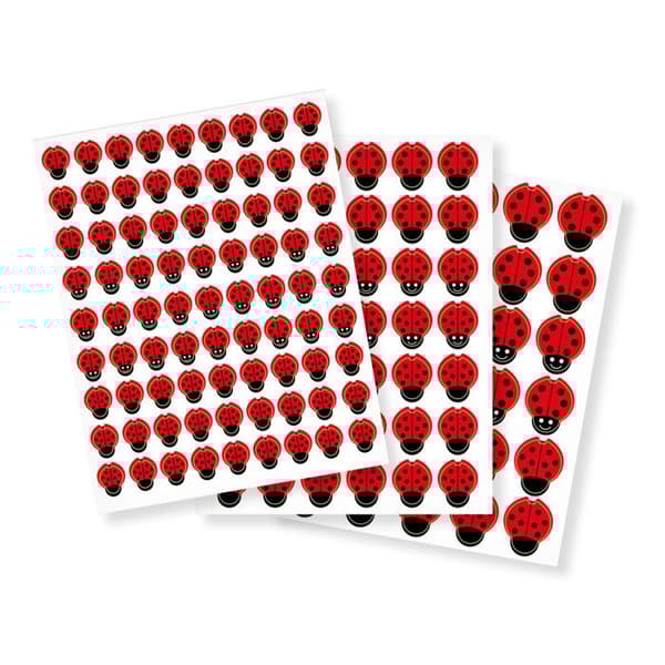 Gommetter - MegaCrea DIY - Nyckelpigor - 153 bitar - 0,8 till 1,9 cm - Papper