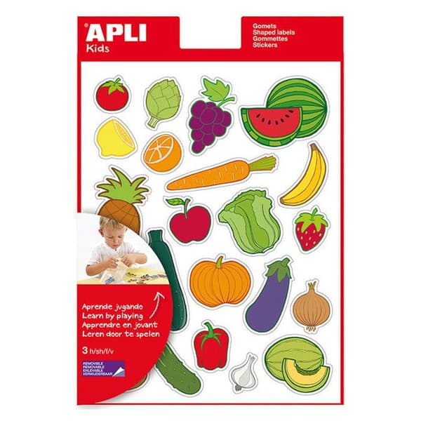 Flytbara klistermärken - APLI-AGIPA - Frukt och grönsaker - 60 stycken - Blandat - Barn