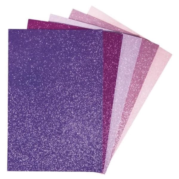 Glitteradhesiva skumskivor - Rayher - Rosa/Lila - 20x30 cm - Paket om 5 - Tjocklek 2 mm