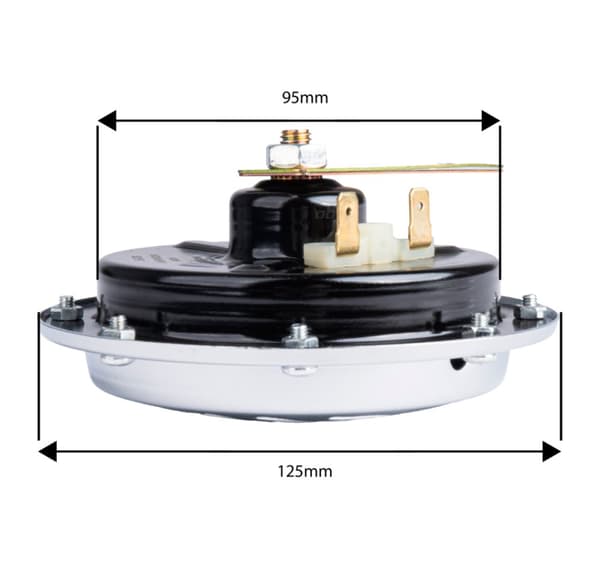 Trompetsæt 12V 125mm 2stk 110dB, krom