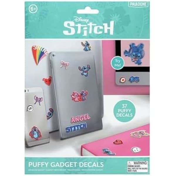 3D-klistermärke - PALADONE - Stitch och Angel - Flerfärgad - Set med 37 - Officiell Disney-licens