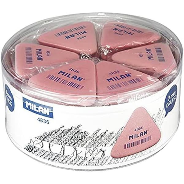 Triangulära gummisar - MILAN - Modell 4836 - Flexibla - Rosa - Precisionsutplånande