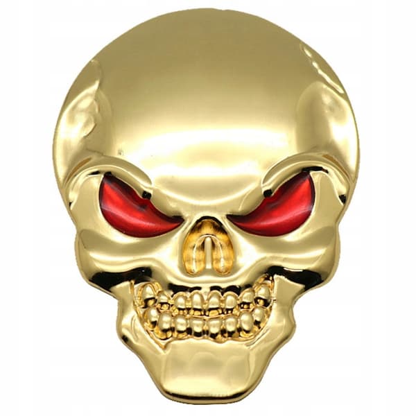 Klistermærke SKULL 3D EMBLEM til Motorcykel Auto GOLD