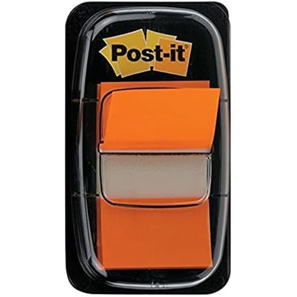 Post-it dispenser med 50 bokmärken med orange separationsflikar