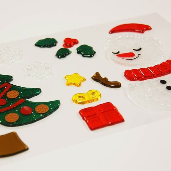 Christmas Window Gel Stickers - Renar och Snowman