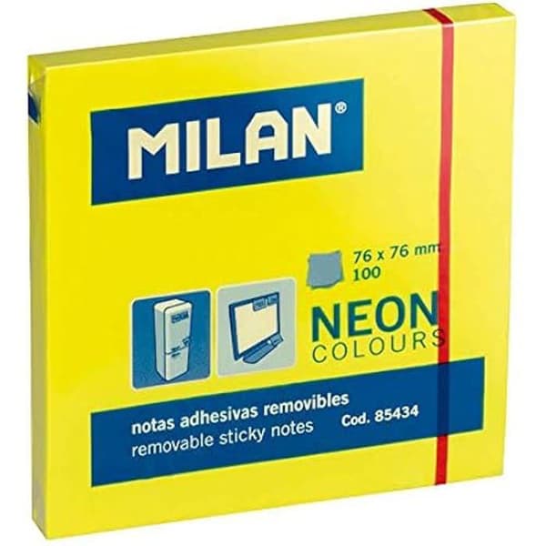 Självhäftande noter - MILAN - Fluo Yellow - 76 x 76 mm - Repositionable - Mixed