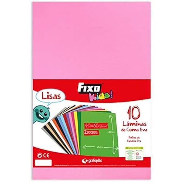 EVA-gummiark - FIXO KIDS - Pakket med 10 - Rosa - 40x60 cm - Hög kvalitet