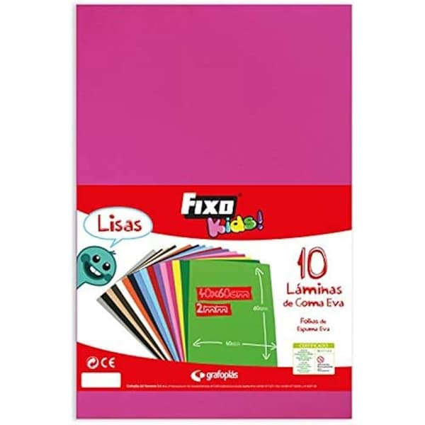 EVA-gummiplattor - FIXO KIDS - Fuchsia - Paket med 10 - 40x60 cm - För barn