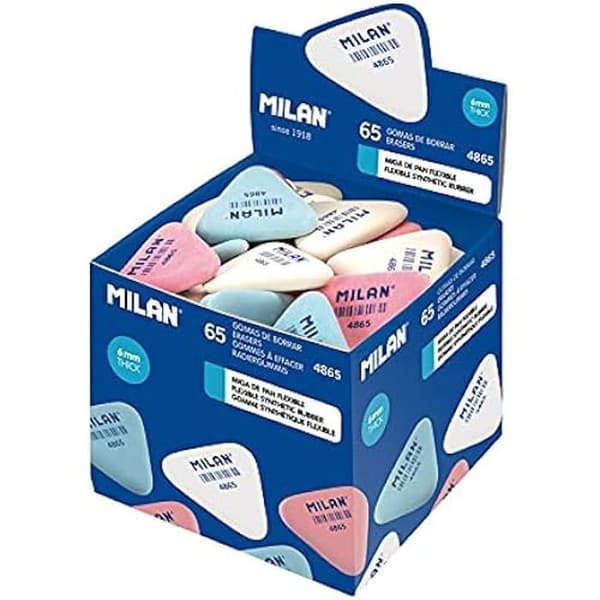 Triangulära suddgummin - MILAN - Modell 4865 - Assorterande färger - Mjukt gummi - Precist suddande