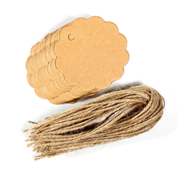 INF Rustikke brune kraftpapirmærker med jutesnor - 100 stk.