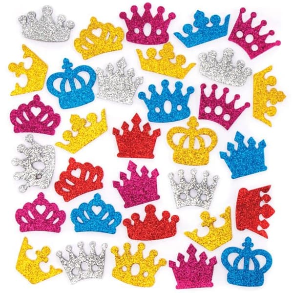 Klistermärken scrapbooking Baker Ross - PJ200 - Paket med 150 skumklistermärken för kungakronor