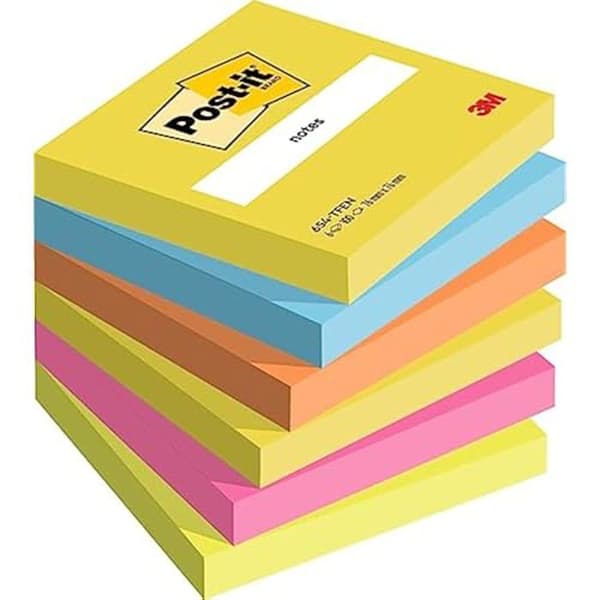 Klisterlappar - POST-IT - Paket med 6 block - 76mm x 76mm - Gul - Återpositionerbara