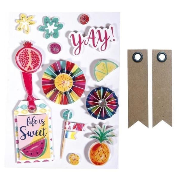 13 klistermärken 3D Sommarfest + 20 etiketter kraft Fanion