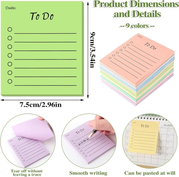 INF Morandi Color Mini Notepad, bærbar notatblokk, klistrelapper til kontor, skole og hjem