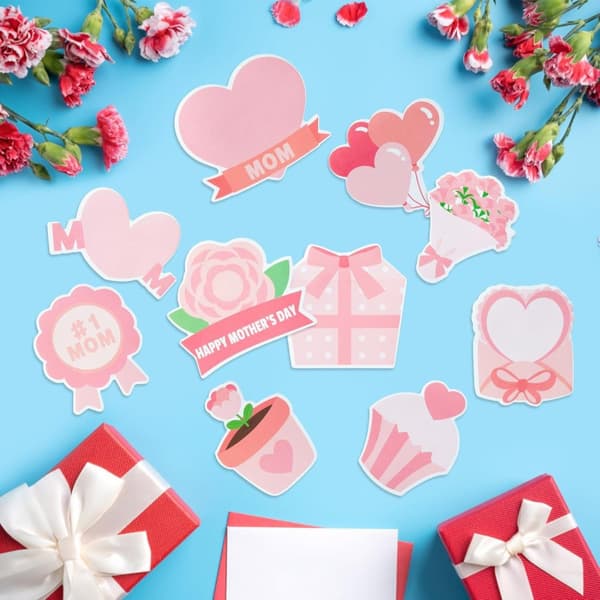 INF Hjärtformade post-it-lappar - rosa blommig design, 10-pack