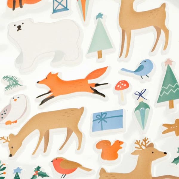 Christmas Puffies Stickers - Skogsdjur