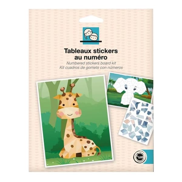 Kit med tavlor stickers - Flerfärgad - Elefant och Giraff - 2 delar - A5 (14,8 x 21 cm) - För barn