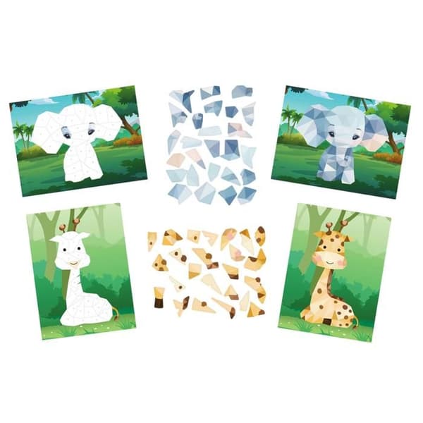 Kit med tavlor stickers - Flerfärgad - Elefant och Giraff - 2 delar - A5 (14,8 x 21 cm) - För barn