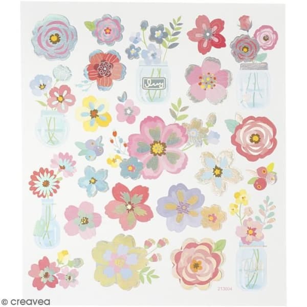 Holografiska klistermärken Creotime - Blommor - cirka 24 st