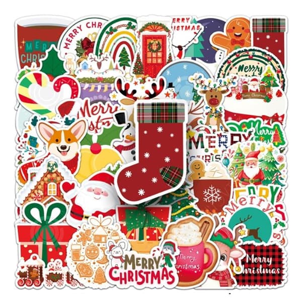 INN julklistermärken 50 ark juldekoration klistermärken De Noel Deco klistermärken Scrapbooking Vintage utsökt album anteckningsbok