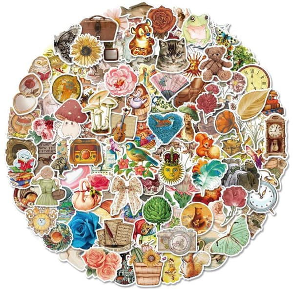 INN Stickers 200 ark vintage scrapbooking klistermärken utsökt fotoalbum anteckningsbok deco klistermärken flora alfabet klistermärken