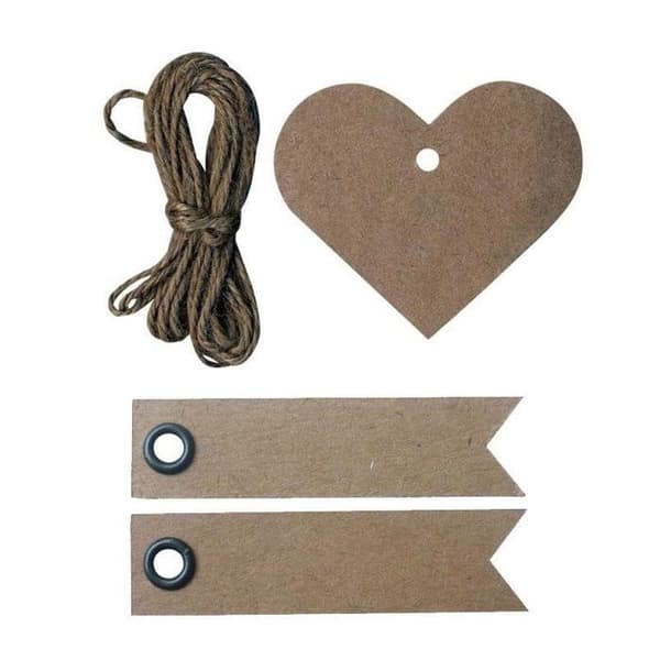 Heart Kraft-etiketter + 20 st kraftetiketter