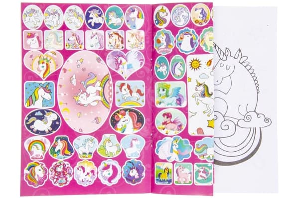 Målarbok / Målarhäfte med Klistermärken / Stickers - Enhörning / Unicorn