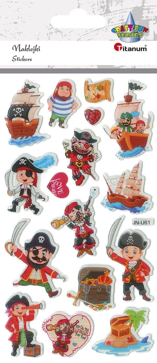 Koristeelliset kuperat tarrat Pirates 16 kpl Titanum