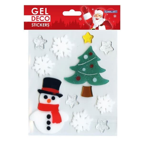Klistermärken jul för fönster - Snögubbe och Gran