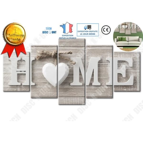 TD® Väggdekor 5 stycken LOVE HOME/Bläckstråleväggmålning canvasmålning Dekorativ målning utan ram