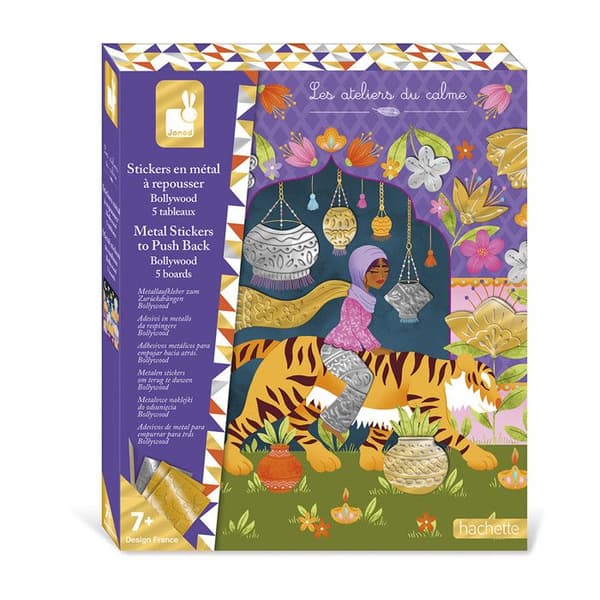 Metal Push Stickers - 5 Tavlor att Dekorera - Bollywood Tema - Kreativ Hobbynsats för Barn - Från 7 År