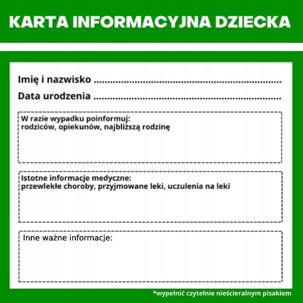 BARNS MEDICINSK INFORMATIONSKORT BILSIKKERHEDSMÆRKE