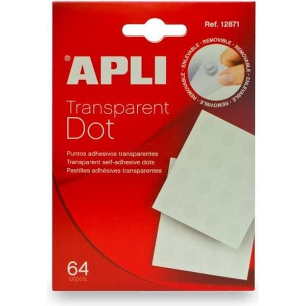 Pochette med Klisterlappar - APLI - 64 Klisterlappar - Icke-toxisk Silikon - Transparent - Lätt att ta bort