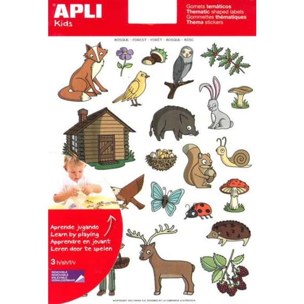Flytbara klistermärken - APLI-AGIPA - Skogen - 69 tabletter - 3 ark - Blandat