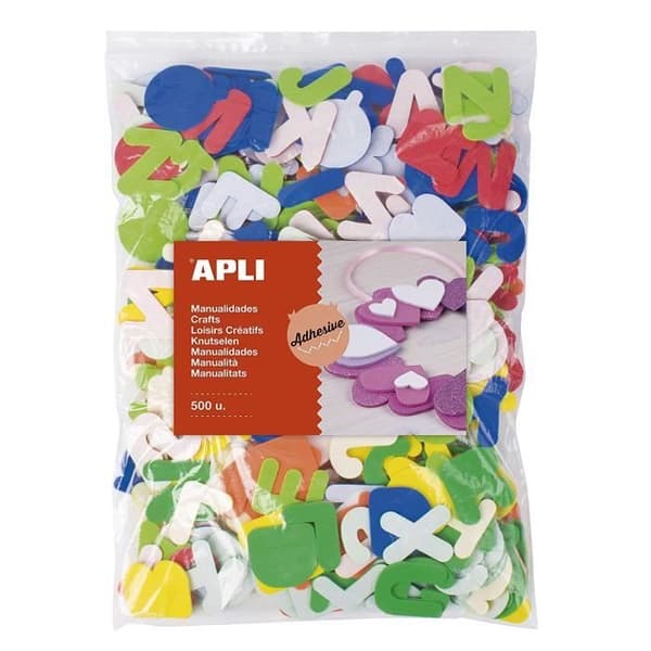 APLI Kids - Förpackning med 500 självhäftande bokstäver i olika färger - 17439